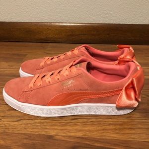 puma suede bow shell pink